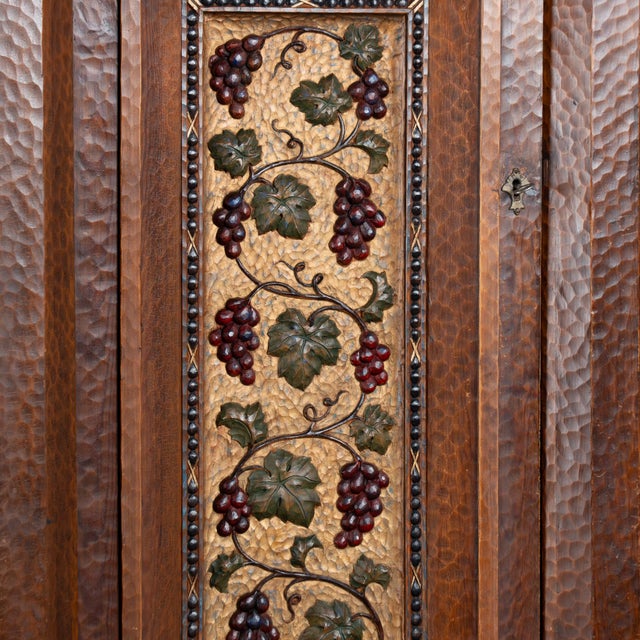 Wood 19th Century Large Swedish Hand-Carved and Painted Pine Cabinet With Grape Vine Motif For Sale - Image 7 of 14