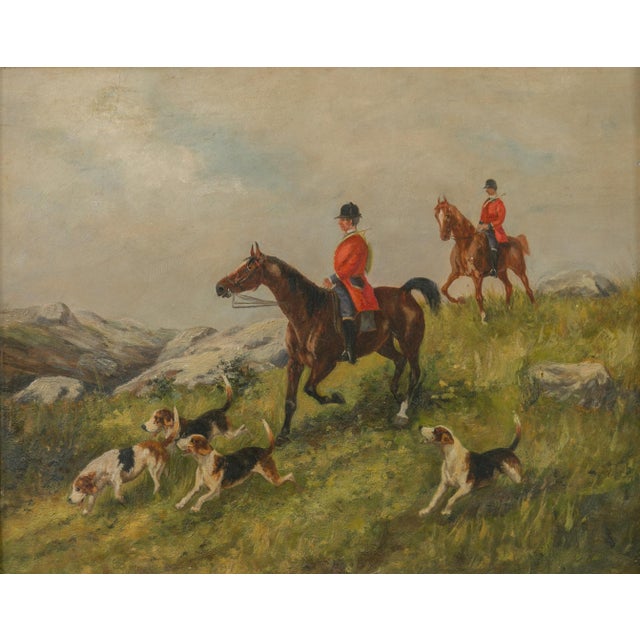 English 1880s Oil on Board Painting Depicting a Hunting Scene, in Antique Frame For Sale In Atlanta - Image 6 of 12