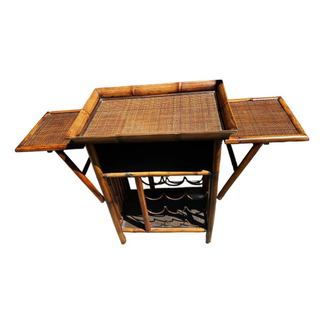 Vintage Bamboo and Rattan Bar Cart For Sale