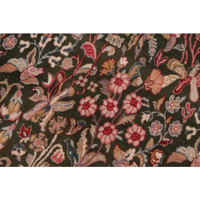 Floral 1990's Pak-Persian Green/Gold Wool Rug - 8'1'' X 10'3'' For Sale In New York - Image 6 of 9