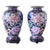 Late 19th Century Chinese Cloisonné Vase of Peonies and Butterflies on Black of Pink Blue Purple Enamel and Brass - a Pair For Sale