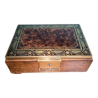 Circa 1905 - 1910 Erhard & Söhne Jugendstil Art Nouveau Brass and Burl Walnut Inlay Box For Sale