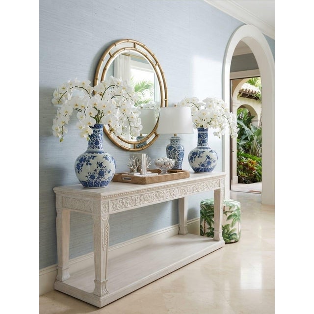 Blue Pair of Vintage Blue & White Porcelain Globular Vases Chinoiserie Pomegranate & Floral Bott For Sale - Image 8 of 12