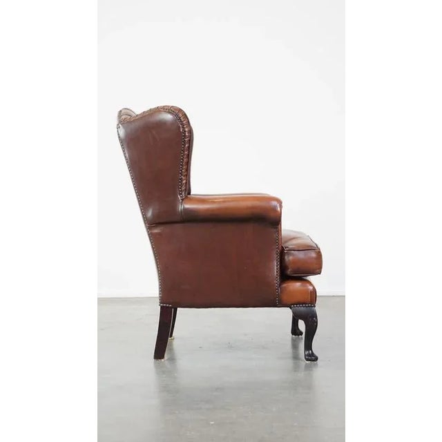 Leather Chesterfield Wingchair For Sale - Image 3 of 12