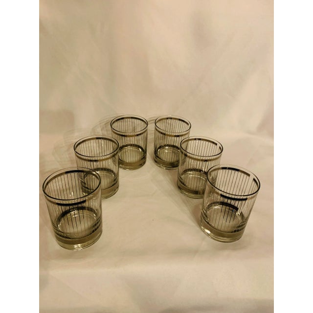 Georges Briard Silver Mirror Pin Stripe Low Ball Glasses - Set of 6 For Sale - Image 12 of 12