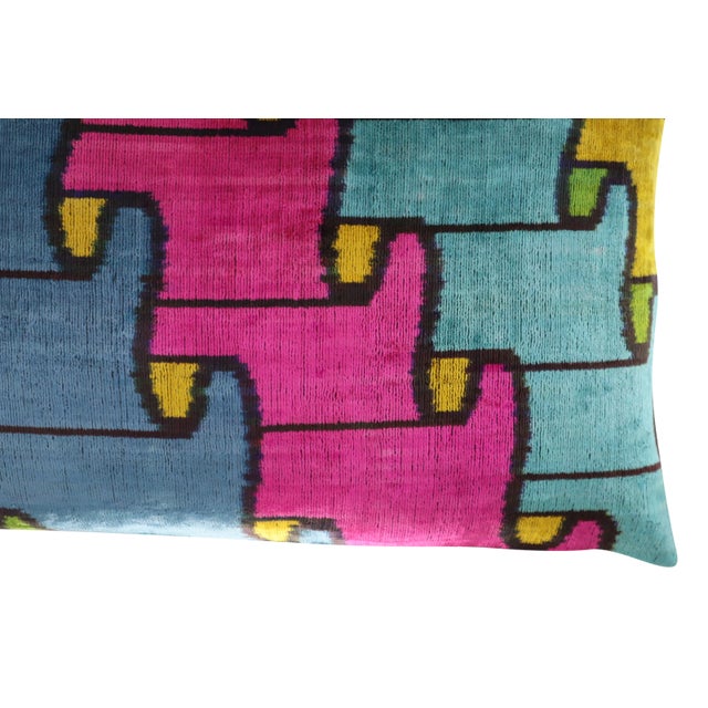 Handmade Multi Color Silk Velvet Throw Pillow & Down Insert For Sale - Image 12 of 12