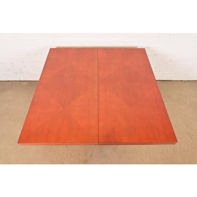 Wood Baker Furniture Modern Art Deco Parquet Top Extension Dining Table, Newly Refinished For Sale - Image 7 of 17