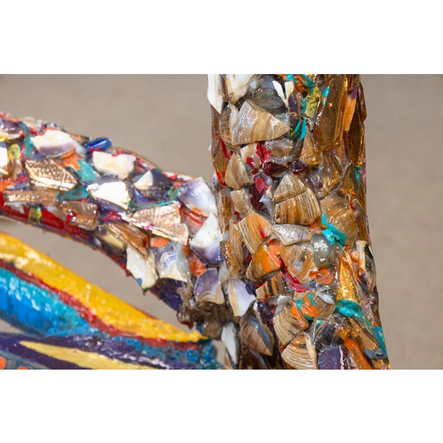 Folk Art Willie Leroy Elliot Jr. - Wolf Bench, C. 1990 Mixed Media Mosaic Art Sculpture For Sale - Image 3 of 6