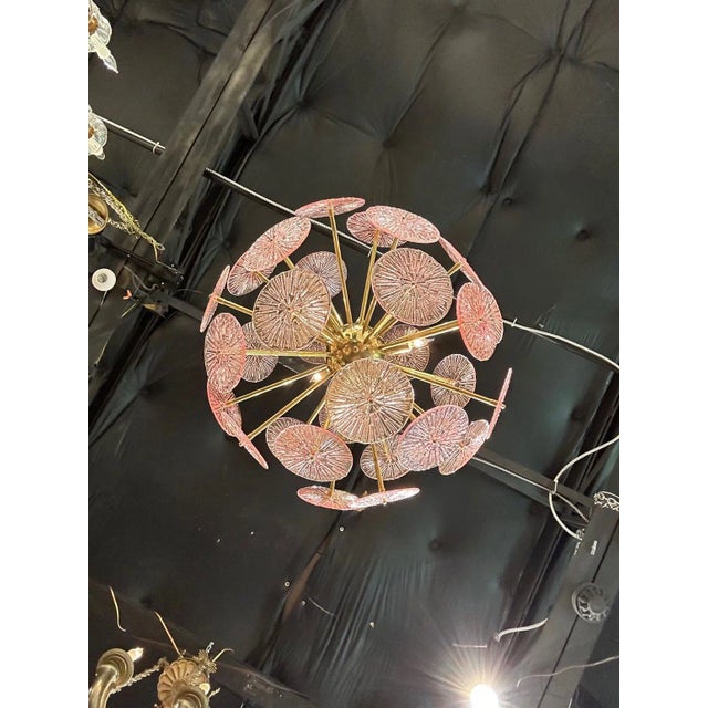 2000 - 2009 Murano Pink Glass Disc Sputnik Chandelier For Sale - Image 5 of 9