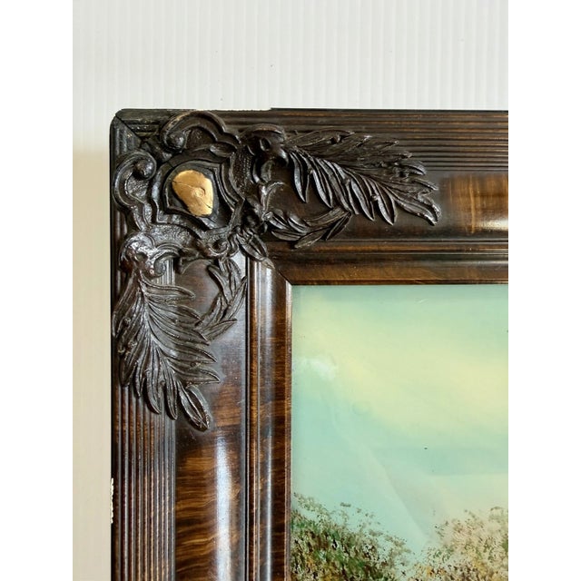 Early 20th Century Art Nouveau Reverse Painting, Mother-of-Pearl Inlay Scottish Highlands Cottage in Ornate Frame For Sale - Image 4 of 18