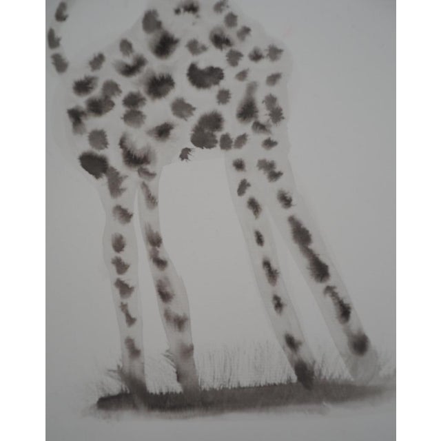 Contemporary Laszlo Tibay, La girafe enjouée, Ink & Wash Drawing For Sale - Image 3 of 6