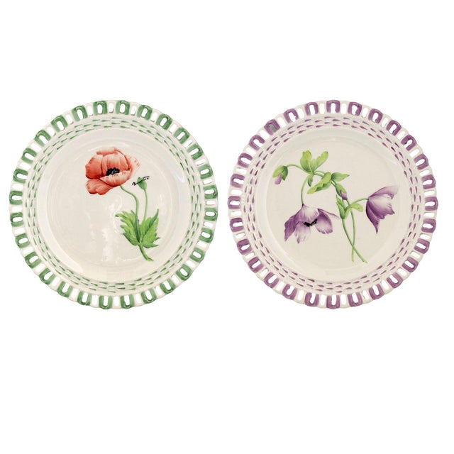 Antique French Luneville Floral Dessert Set With Cake Stand For Sale - Image 4 of 8