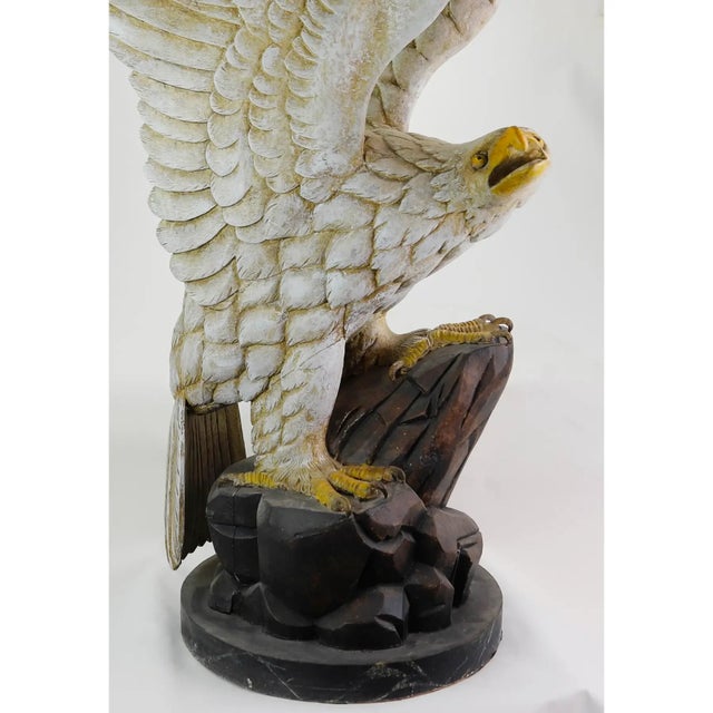 A Wooden Carved Eagle With Spread Wings For Sale In New York - Image 6 of 9