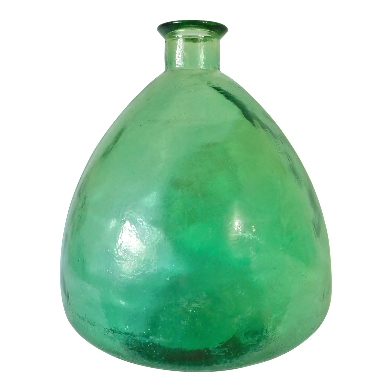 Very Large Heavy Vintage 28" Green Rounded Triangular Shaped Glass Bottle Floor Vase Chairish