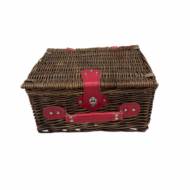 French Country Vintage Picnic Basket Storage Box With Tab Lock For Sale - Image 3 of 8