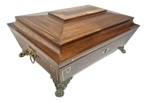 English Mahogany Sewing or Jewelry Box - Regency Casket Form - 1 Piece