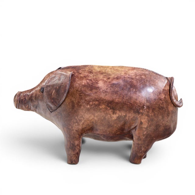 Dimitri Omersa Dimitri Omersa Mid Century English Leather Pig Ottoman For Sale - Image 4 of 9