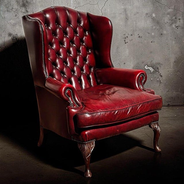 Red Leather Buttoned Back Chesterfield Armchair For Sale - Image 12 of 12