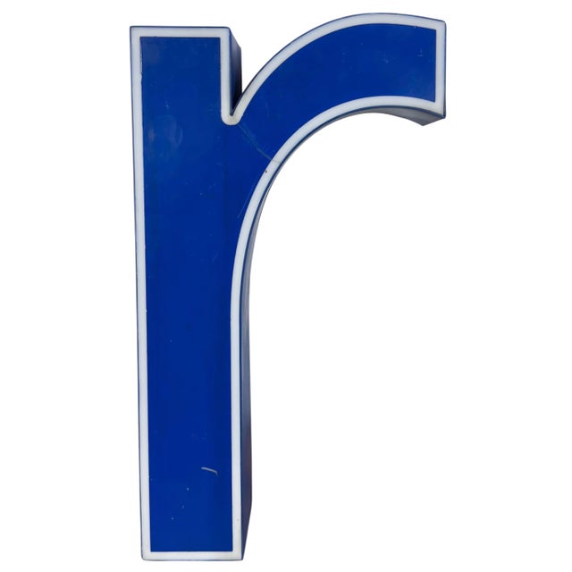 Vintage Blue Plastic Illuminated Letter R, 1970s For Sale - Image 14 of 14