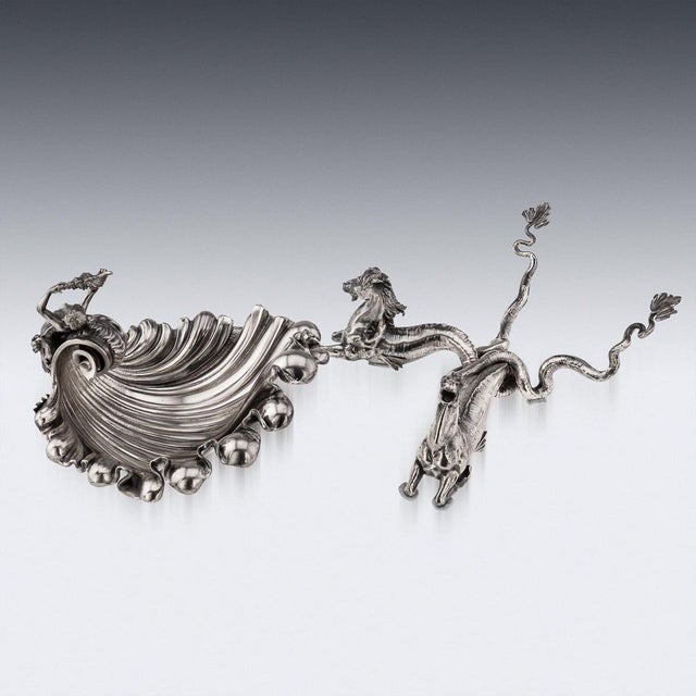 19th Century French Silver Plate Hippocampi, Mermaid & Shell Centrepiece, 1890s For Sale - Image 17 of 18