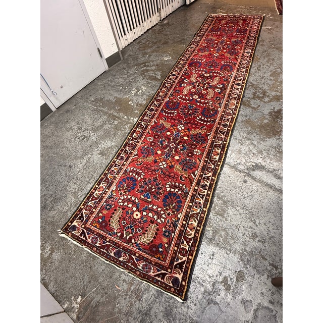 Red 3ft 4in × 13ft 5in Karajeh Heriz Persian Rug, Circa 1930's For Sale - Image 8 of 12