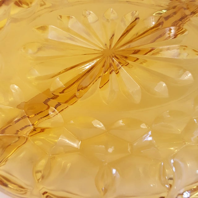 Anchor Hocking 1970 Anchor Hocking Amber Glass Relish Dish For Sale - Image 4 of 9