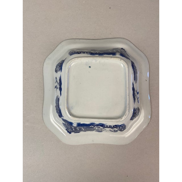 Antique English Staffordshire Blue Willow Covered Serving Dish For Sale - Image 4 of 6
