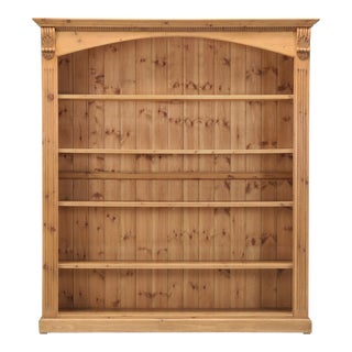 English Pine Bookcase Exceptionally Wide, Traditional Beeswax Finish by Chrispyn For Sale