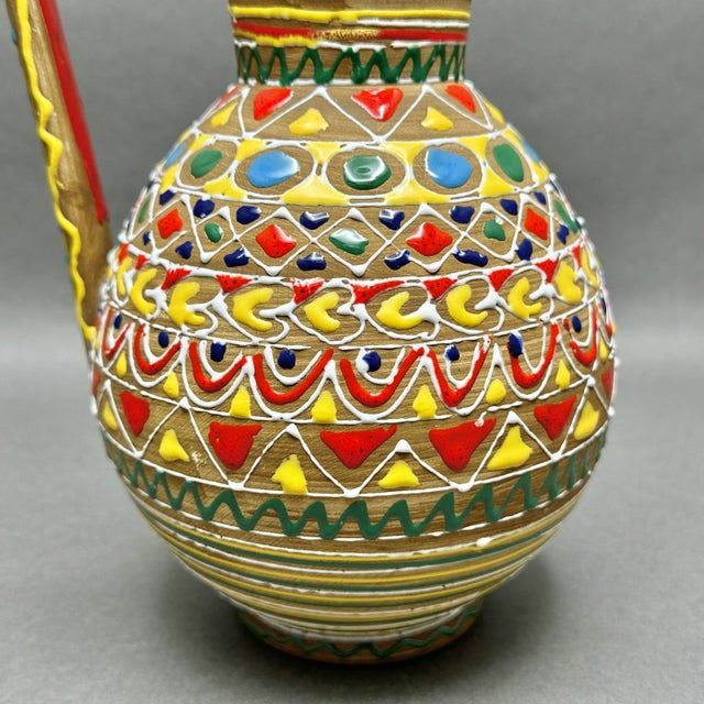 Ceramic Vintage 1950’s Mid Century Modern Marmaca Italy Enameled Ceramic Art Pottery Pitcher For Sale - Image 7 of 9
