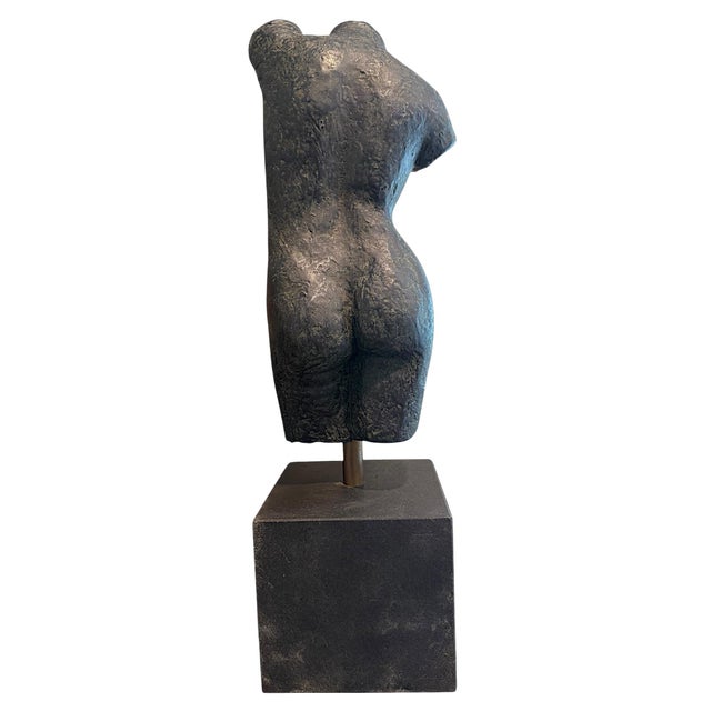 Wood 1990s Modernist Bronze Female Torso Sculpture in the Style of Kelly Wearstler For Sale - Image 7 of 9