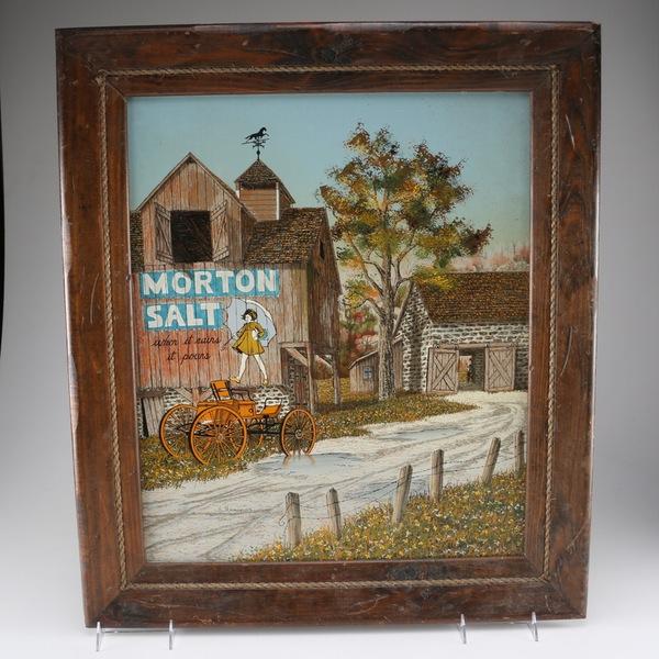 H. Hargrove Painting of Morton Salt Girl on Barn Chairish