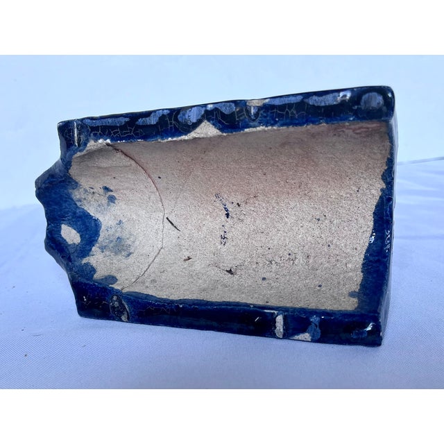 • Vintage Chinese Cobalt Blue Glazed Figural Architectural Roof Tile Guardian Beast - 8" For Sale - Image 10 of 10