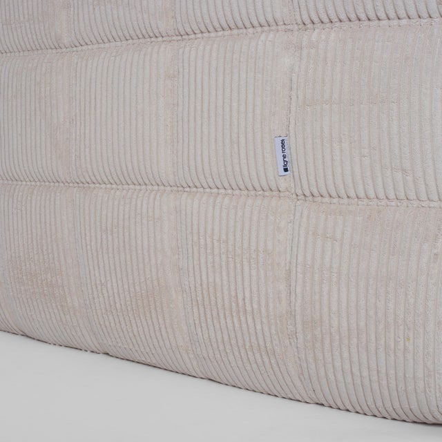 Vintage Kashima 3-Seater Sofa in Vanilla Corduroy - Restored Ligne Roset Original For Sale - Image 11 of 12