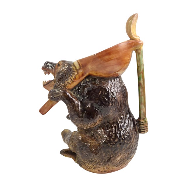 Antique English Majolica Graduated Bear Syrup Jugs by Joseph Holdcroft, 1875, Set of 3 For Sale - Image 6 of 18