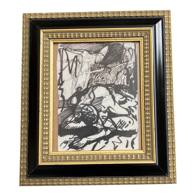 1970’s Original Abstract/Surreal Marker & Ink Drawing Framed For Sale