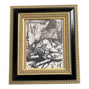 1970’s Original Abstract/Surreal Marker & Ink Drawing Framed