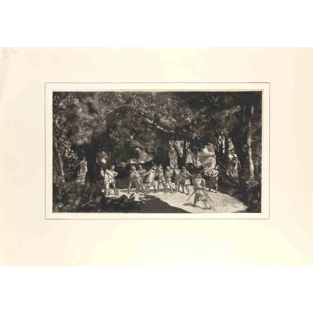 Max Klinger, Opus IV Unter den Soldaten Rad, Etching, 1881 For Sale