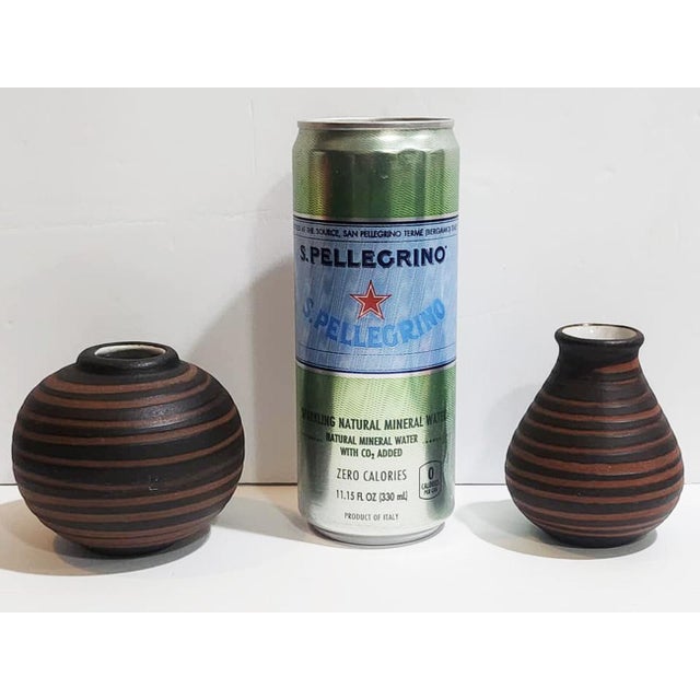 Black Vintage Signed Studio Pottery Bud Vases by Gotek - Colonia Tovar, Set of 2 For Sale - Image 8 of 11