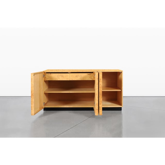 Mustard Vintage Burl Wood Credenza by Arthur Umanoff for Dillingham For Sale - Image 8 of 13