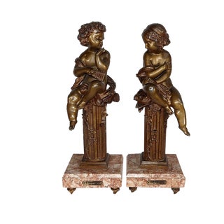 A. Moreau, L’Insouciant et la Rêveuse, Late 1800s, Bronzes, Set of 2 For Sale