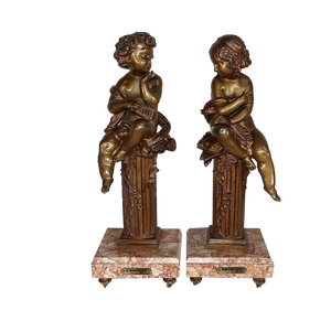 A. Moreau, L’Insouciant et la Rêveuse, Late 1800s, Bronzes, Set of 2
