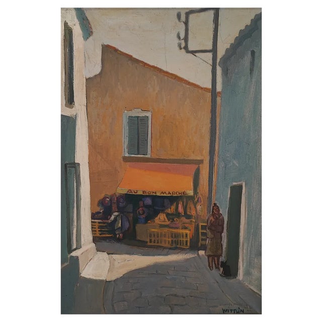Alois Wittlin, Au bon marché, Fontvieille, Sainte Marie de la Mer, 1954, Oil on Canvas, Framed For Sale
