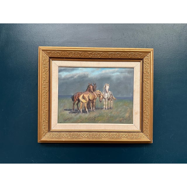 Swedish Artist, Horses, 1960s, Oil on Canvas, Framed For Sale - Image 12 of 13