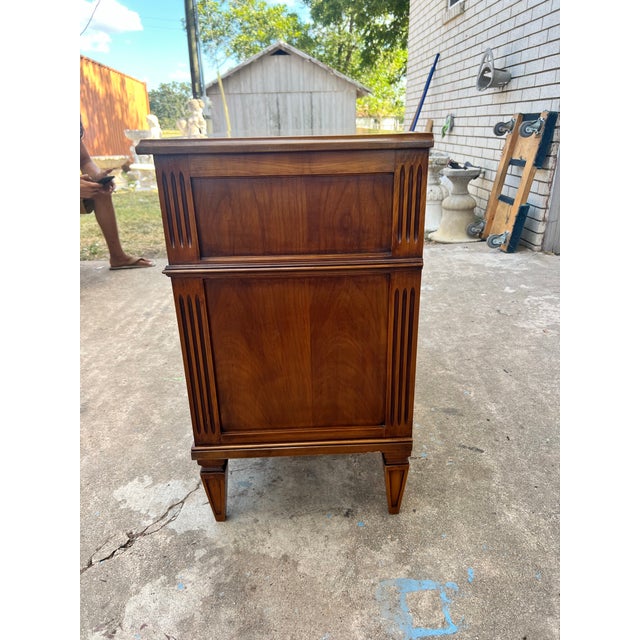 Bronze French 19th Century Louis XVI Walnut Commode / Chest of Drawers For Sale - Image 8 of 12