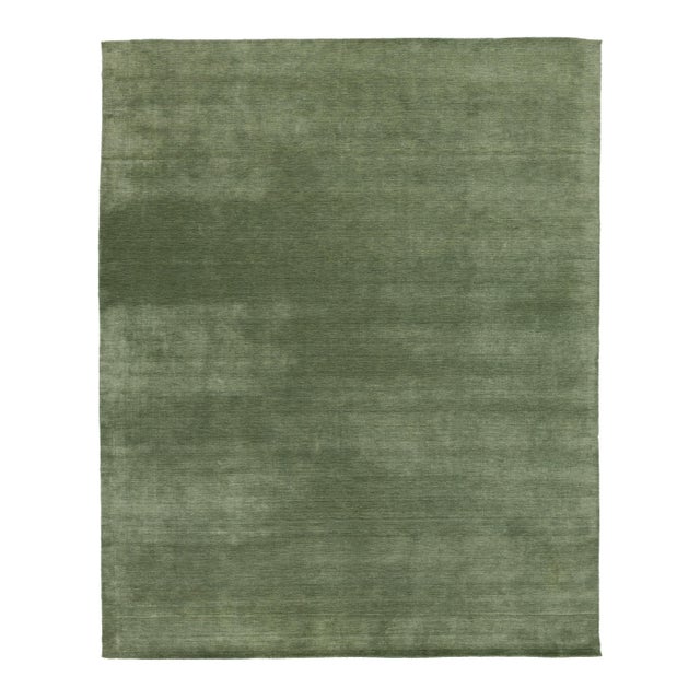 Apadana's Modern Gabbeh Hand-Loom Wool Area Rug in Green 12x15 For Sale