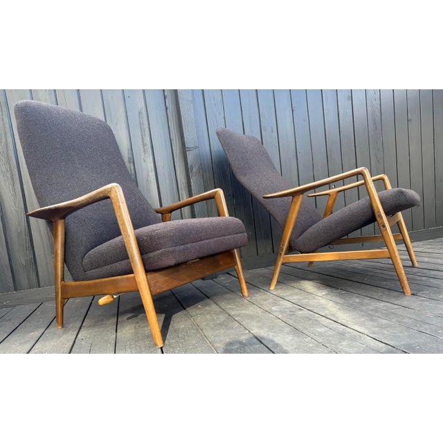 Pair of Dux Folke Ohlsson Danish Lounge Chairs With New Upholstery. Chairs have Tags unfortunately they are on the seat...