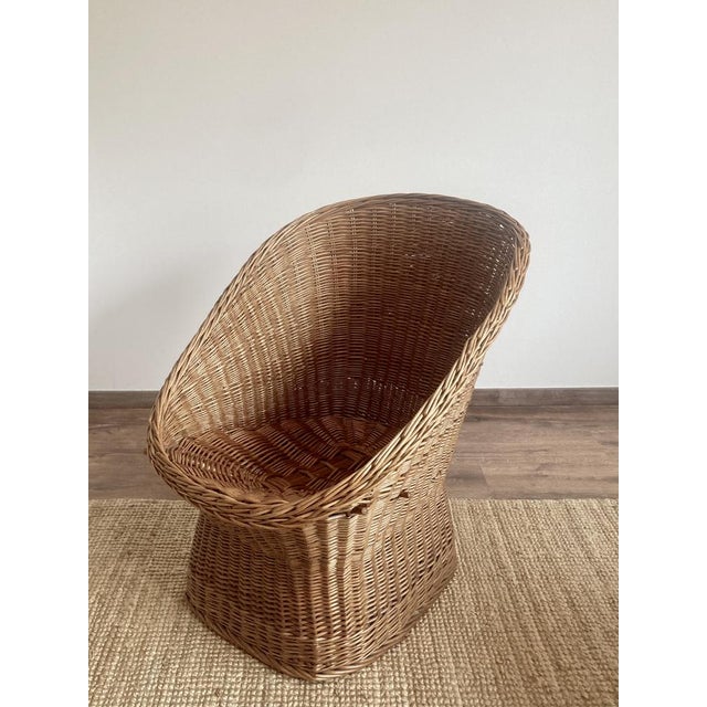 1960s Sculptural French Barrel Wicker Chair in Woven Rattan and Willow, 1960s For Sale - Image 5 of 13