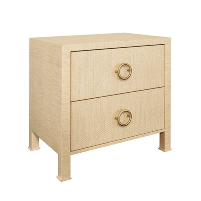 New special order item. Not vintage. The sophisticated Edelman Two Drawer Side table in natural grass cloth is a&nbsp;...