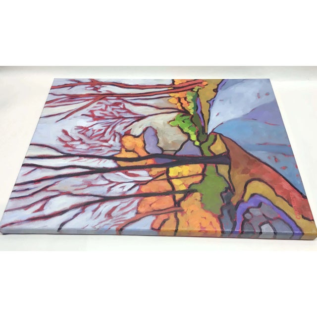 2010s "A Walk in the Woods" Fauvist Expressionist Style Landscape Oil Painting With Trees For Sale - Image 5 of 7