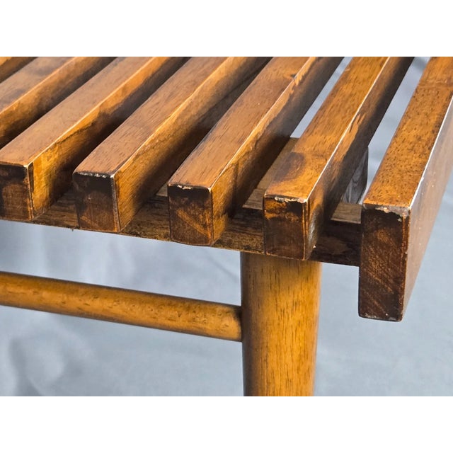 Solid Walnut Slat Bench or Coffee Table, Mid Century George Nelson Style For Sale - Image 13 of 16